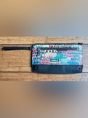 Karl Lagerfeld Paris Graffiti Scribble Wristlet with Black Base OS